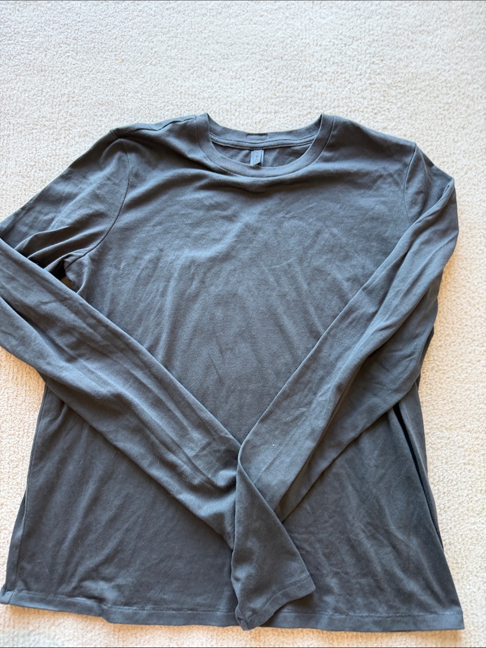 SKIMS Long-Sleeve Crew Tee - Charcoal